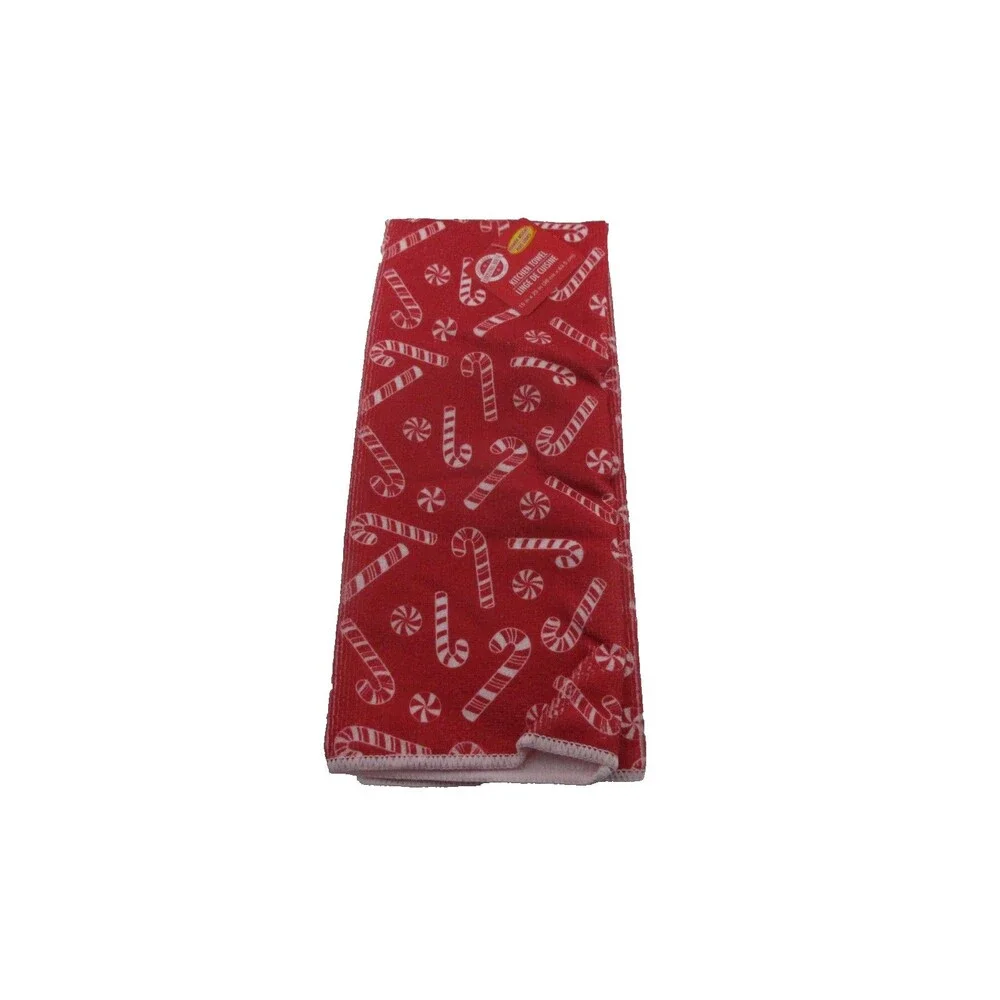 3 pc kitchen towel set (2 Kitchen Towels 1 Oven Mitt)North Pole Christmas Candy